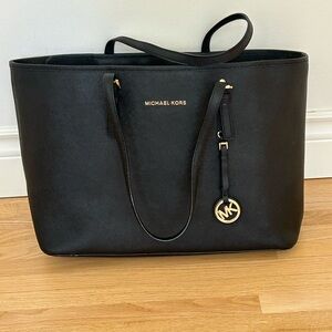Michael Kors Black Tote with Gold Accents
